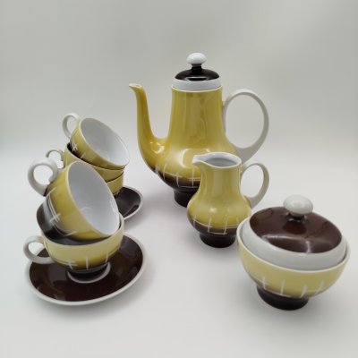 купить Кофейный сервиз с абстрактным декором на 5 персон (10 предметов), фарфор, крытье, Kahla, ГДР, 1960-1980 гг.