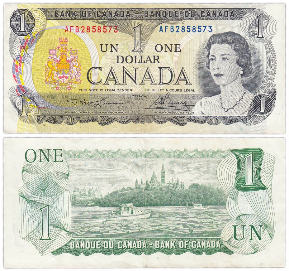 купить Канада 1 доллар 1973 (Pick 85b) Подпись Lawson & Bouey