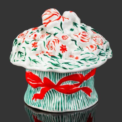 купить [Редкость] Пудреница с крышкой "Букетик", автор А.В. Щекатихина (Щекотихина)-Потоцкая, фарфор, роспись, Ленинградский фарфоровый завод (ЛФЗ), СССР, 1940-1960 гг.