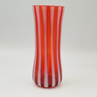 купить Ваза цилиндрической формы с вертикальными полосами, стекло, сульфидно-цинковое, Стекольный завод «Красный май», СССР, 1960-1980 гг.