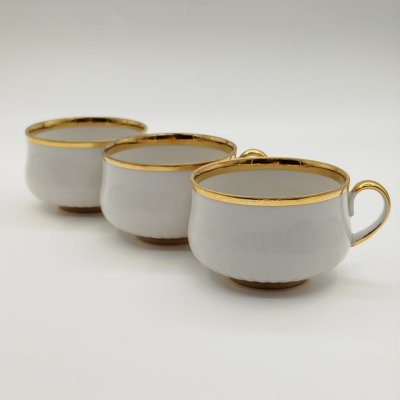 купить Набор из 3-х чашек с лаконичным декором, фарфор, золочение, Дулевский фарфоровый завод (Дулёво), СССР, 1987 г.