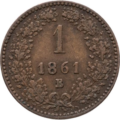 купить Австрия 1 крейцер (kreuzer) 1861, знак монетного двора "B" - Кремница