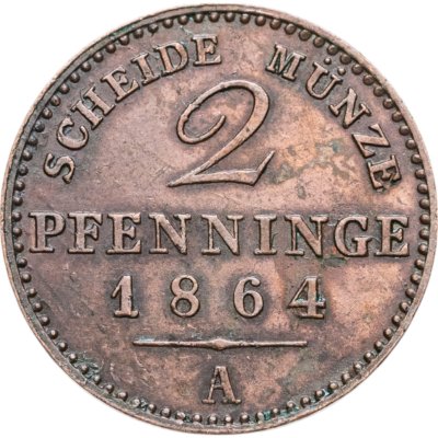 купить Германия, Пруссия 2 пфеннига 1864