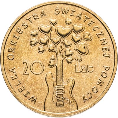 купить Польша 2 злотых 2012 20 лет Большому благотворительному Рождественскому оркестру
