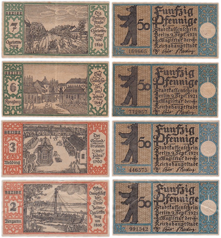 купить Германия (Бранденбург: Берлин) набор из 4-х нотгельдов 1921 (92.1/B1)