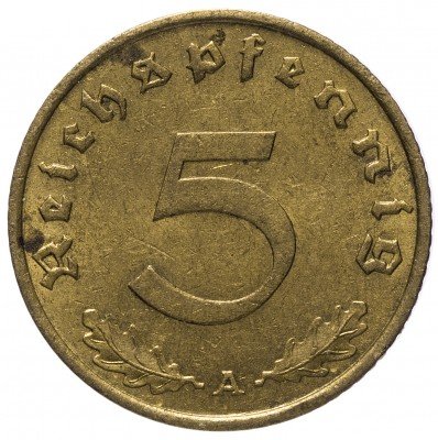 Купить Германия (Третий Рейх) 5 рейх пфеннигов 1939 "А"
