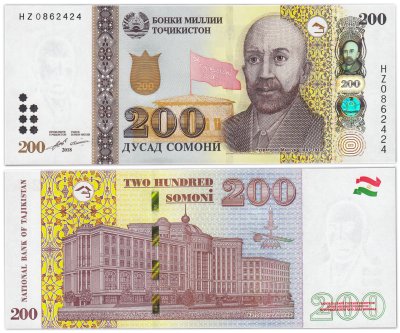 купить Таджикистан 200 сомони 2022 "Нусратулло Махсум серия замещения"