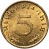 Купить Германия, Третий рейх 5 рейхспфеннигов (reichspfennig) 1938, знак монетного двора "А" - Берлин