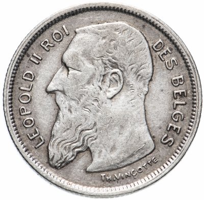 купить Бельгия 2 франка (francs) 1909 Надпись на французском - 'DES BELGES'