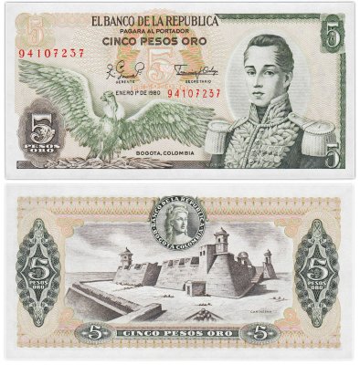 купить Колумбия 5 песо 1980 год Pick 406 (f)