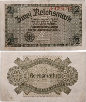 купить Германия 2 рейхсмарки (reichsmark) 1940-1945 "Немецкие оккупационные территории"