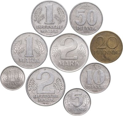 купить Германия (ГДР), набор из 9 монет 1956-1982 годов