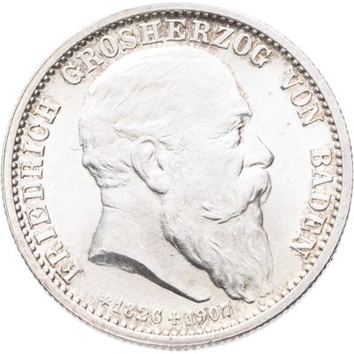 купить Германская Империя, Баден 2 марки (mark) 1907 "Смерть Фридриха I (1826-1907)"