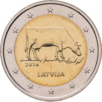 купить Латвия 2 евро 2016 "Корова"
