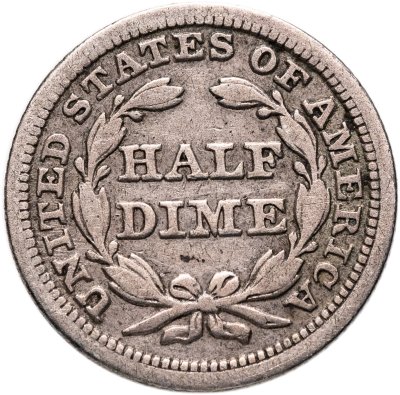 купить США 5 центов (1/2 дайма, half dime) 1853 "Seated Liberty Half Dime", Без отметки монетного двора