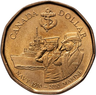 купить Канада 1 доллар (dollar) 2010 100 лет королевскому флоту Канады