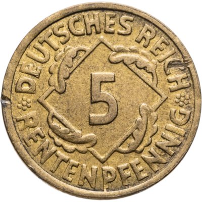 купить Германия 5 рентенпфеннигов (rentenpfennig) 1924 G