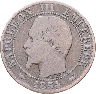 купить Франция 5 сантимов (centimes) 1854 W знак монетного двора: "W" - Лилль