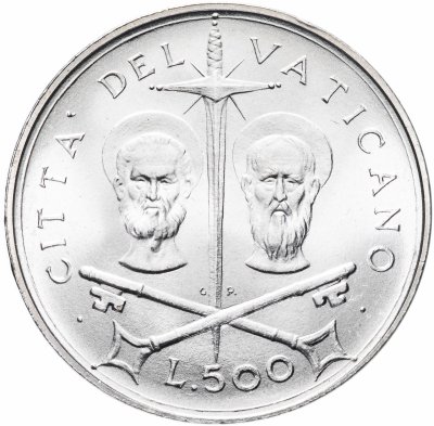 Купить Ватикан 500 лир (lire) 1967