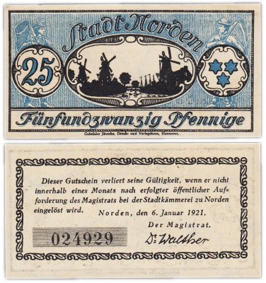 купить Германия 25 пфенингов 1921 год Norden