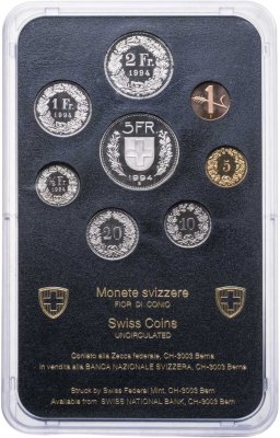 купить Швейцария 1994 годовой набор из 8-ми монет в оригинальной пластиковой упаковке