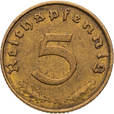 купить Германия (Третий Рейх) 5 рейхспфеннигов 1939 "А"