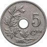 Купить Бельгия 5 сантимов (centimes) 1907 Надпись на голландском - 'BELGIË'