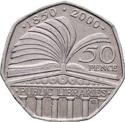 купить Великобритания 50 пенсов 2000 "150 лет публичной библиотеке"