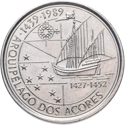 купить Португалия 100 эскудо 1989 "450-летие открытия Азорских островов в 1439 году"