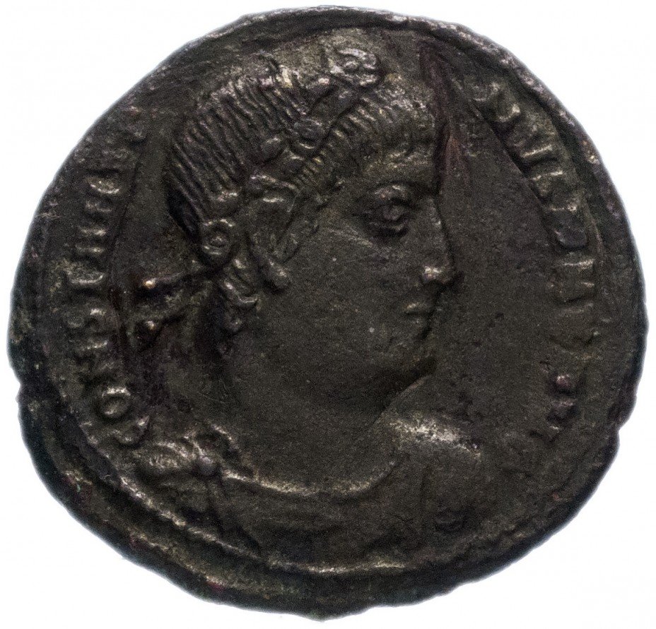 купить Римская Империя Константин I 306-337гг фракция фоллиса (реверс: два воина стоят прямо)