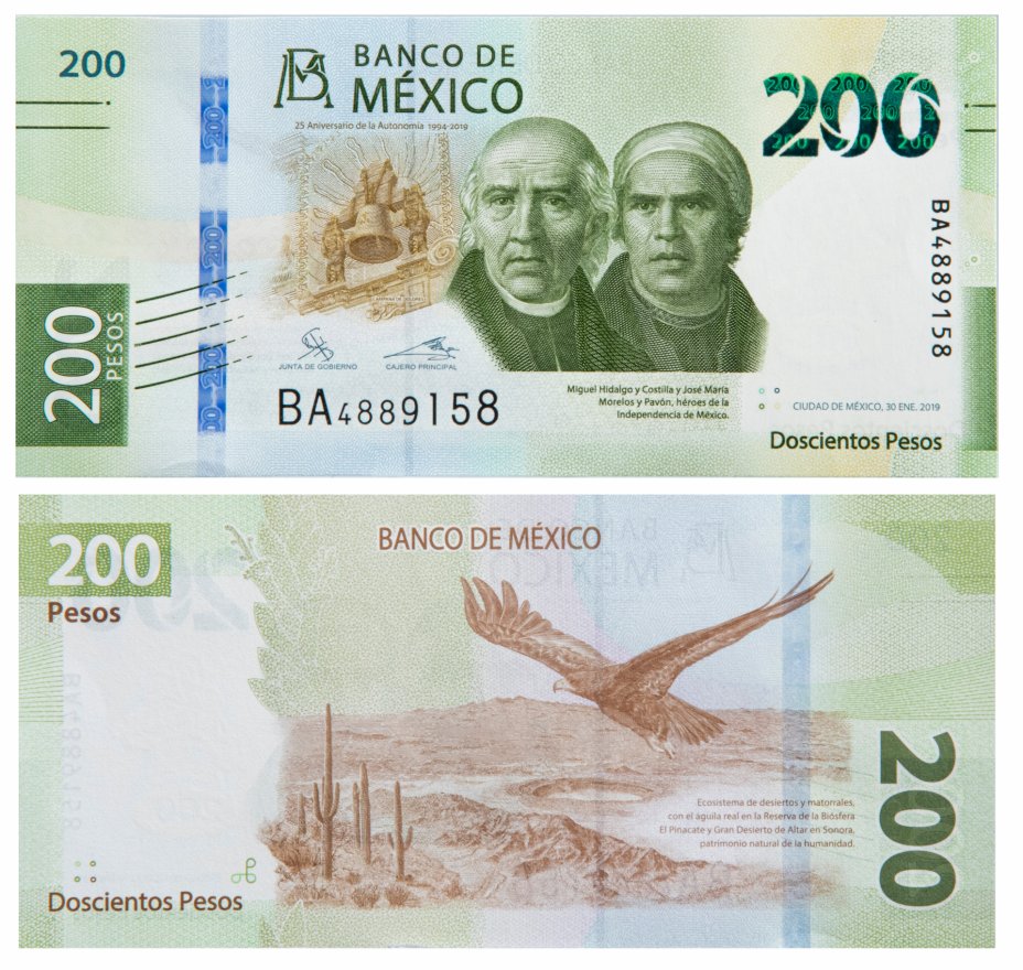 купить Мексика 200 песо 2019 (Pick **) юбилейная "25 лет автономии"