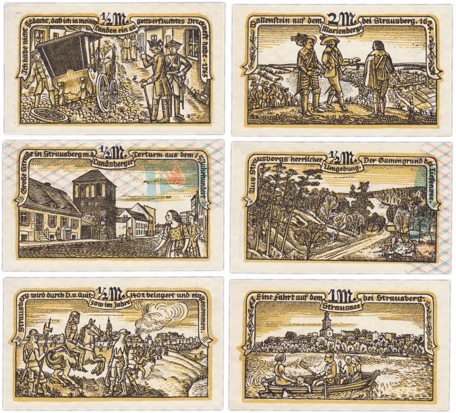 купить Германия (Бранденбург: Штраусберг) набор из 6 нотгельдов 1921