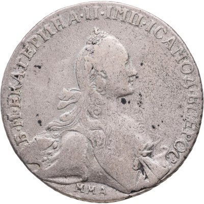 купить 1 рубль 1767 ММД-EI, узкий портрет грубого рисунка