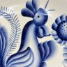 Купить Тарелка настенная "Петушок", Гжель, фарфор, роспись, СССР, 1970-1990 гг.