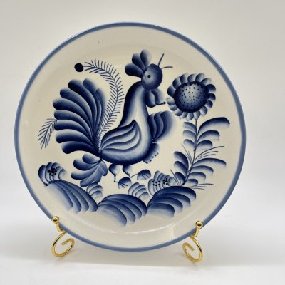 купить Тарелка настенная "Петушок", Гжель, фарфор, роспись, СССР, 1970-1990 гг.