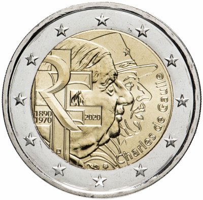 Купить Франция 2 евро 2020 "Генерал Шарль де Голль"
