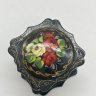 Купить Шкатулка миниатюрная с расписным цветочным декором, папье-маше, лак, роспись, СССР, 1970-1980 гг.