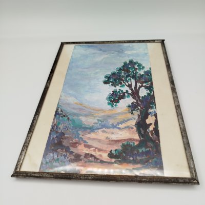 купить Этюд "Летний пейзаж", бумага, гуашь, металл, стекло, СССР, 1970-1990 гг.