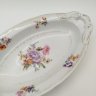 Купить Блюдо сервировочное овальной формы с фигурными ручками и цветочным декором, фарфор, деколь, золочение, Российская империя, 1890-1915 гг.