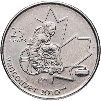 купить Канада 25 центов (cents) 2007 "X зимние Паралимпийские Игры, Ванкувер 2010 - Кёрлинг на колясках"