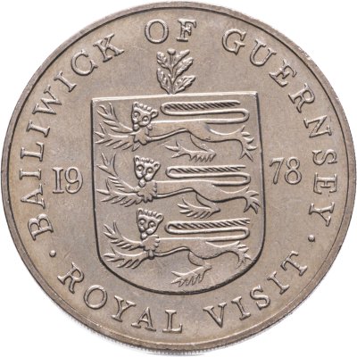 купить Остров Гернси 25 пенсов (pence) 1978 "Королевский визит"