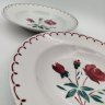 Купить Набор суповых тарелок тет-а-тет, украшенных розой и витым бортом, мануфактура La faïencerie de Badonviller, фаянс, трафарет, аэрограф, Франция, 1940-1950 гг.