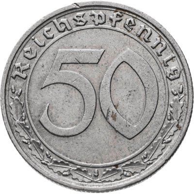 купить Германия, Третий рейх 50 рейхспфеннигов (reichspfennig) 1939, знак монетного двора "А"