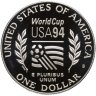 Купить США 1 доллар (dollar) 1994 S World Cup (чемпионат мира по футболу 1994 в США) в слабе Монетник.ру PF64