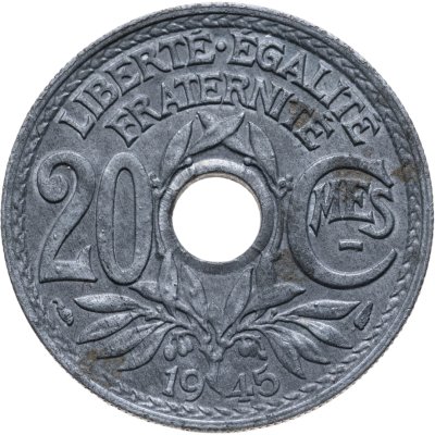 купить Франция 20 сантимов (centimes) 1945 Без отметки монетного двора