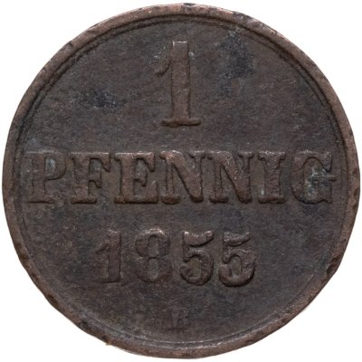 купить Германия, Королевство Ганновер 1 пфенниг 1855 В