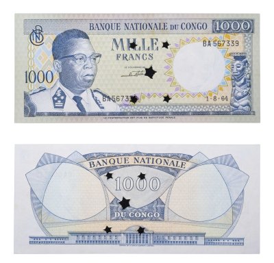 купить Конго 1000 франков 1964 ПРЕСС
