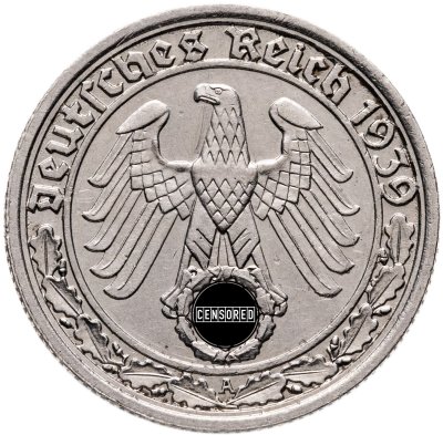 купить Германия, Третий рейх 50 рейхспфеннигов (reichspfennig) 1939, знак монетного двора "А"