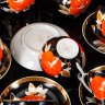 Купить Сервиз чайный "Роза на черном фоне" на 5 персон (13 предметов), фарфор, крытье, роспись, золочение, Дулевский фарфоровый завод (Дулёво), СССР, 1968-1991 гг.