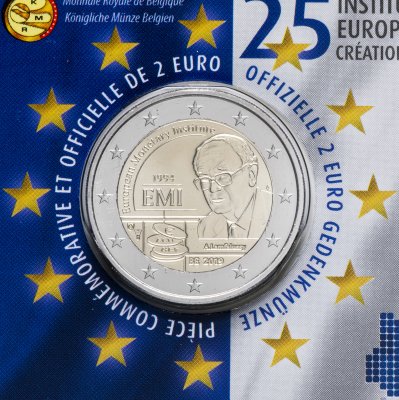 купить Бельгия 2 евро 2019 «25-летие Европейского валютного института», в буклете на французском языке